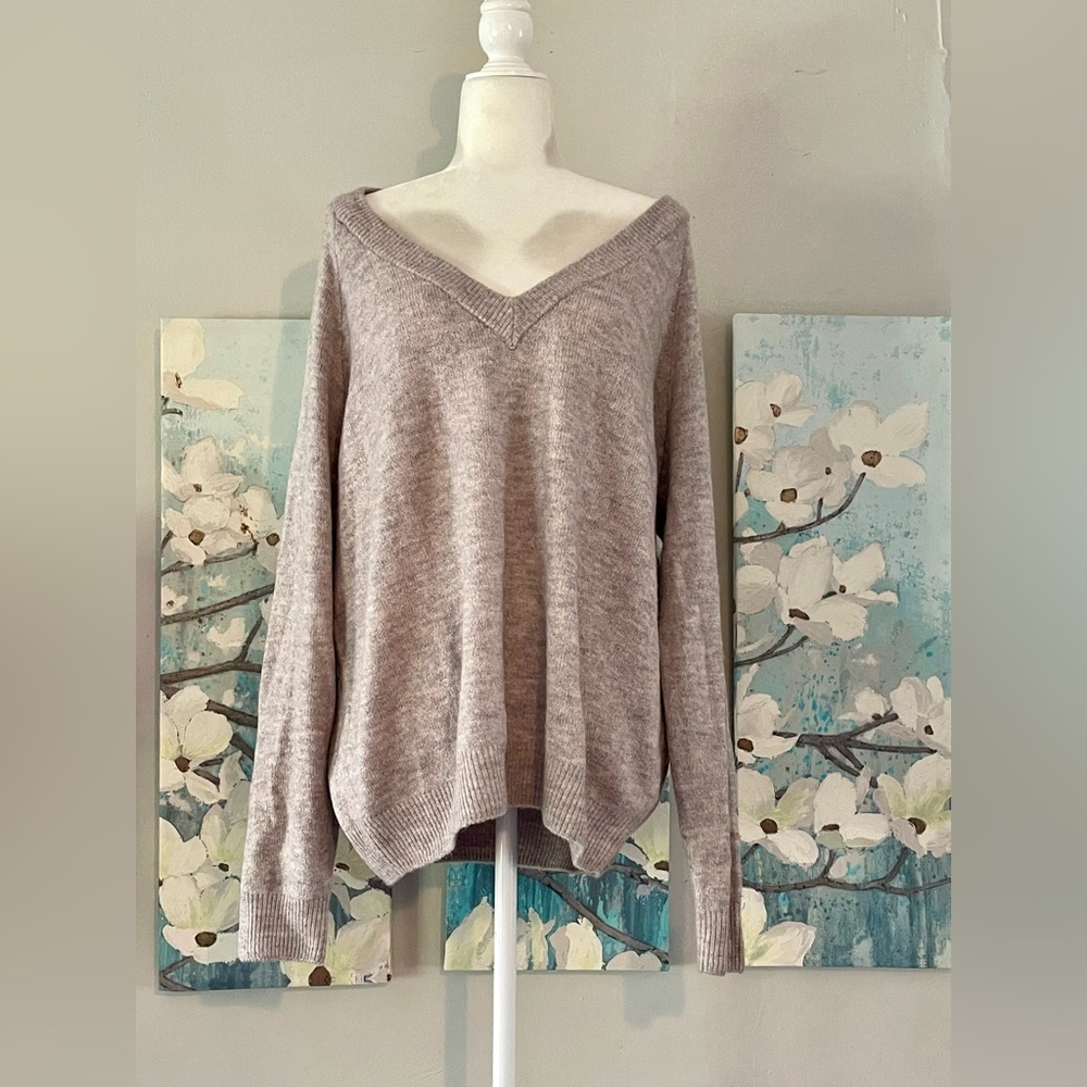 H&M Deep V-Neck Oversized Soft Knit Sweater